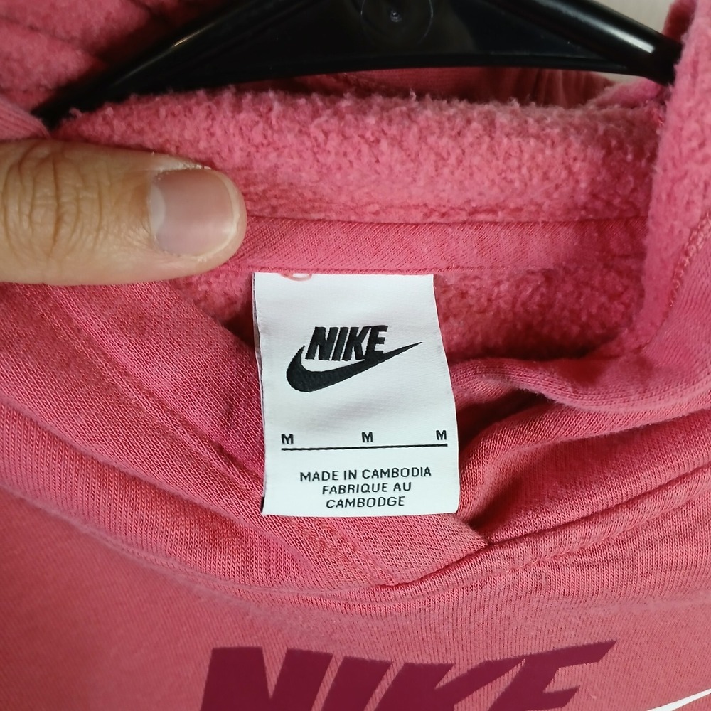 NIKE GIRLS HOODIE MEDIUM FRONT POUCH POCKET PINK W/WHITE LOGO BB24 - Picture 8 of 10